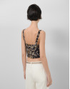 Brown leaf print crepe crop top - Woman | Roberto Verino