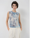 Lightweight blue-toned gathered top - Woman | Roberto Verino