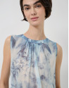 Lightweight blue-toned gathered top - Woman | Roberto Verino