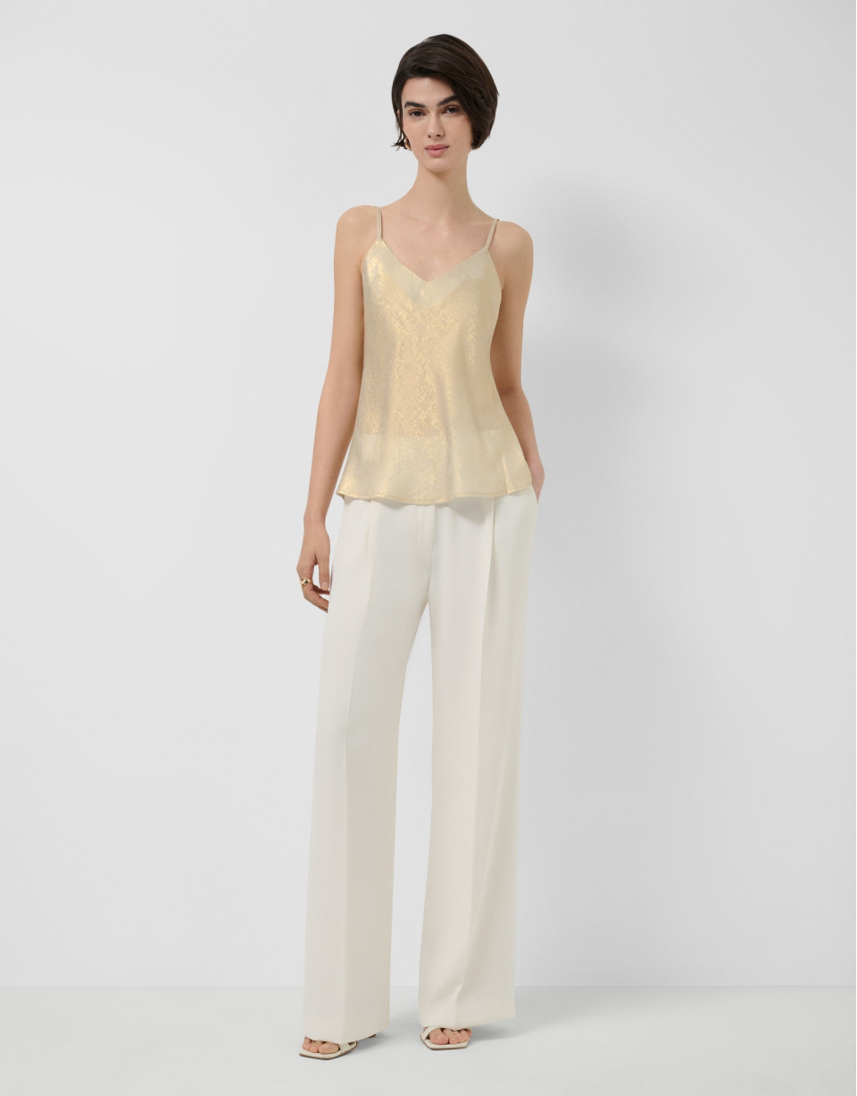 Top sisas tejido laminado brillo dorado - Mujer | Roberto Verino