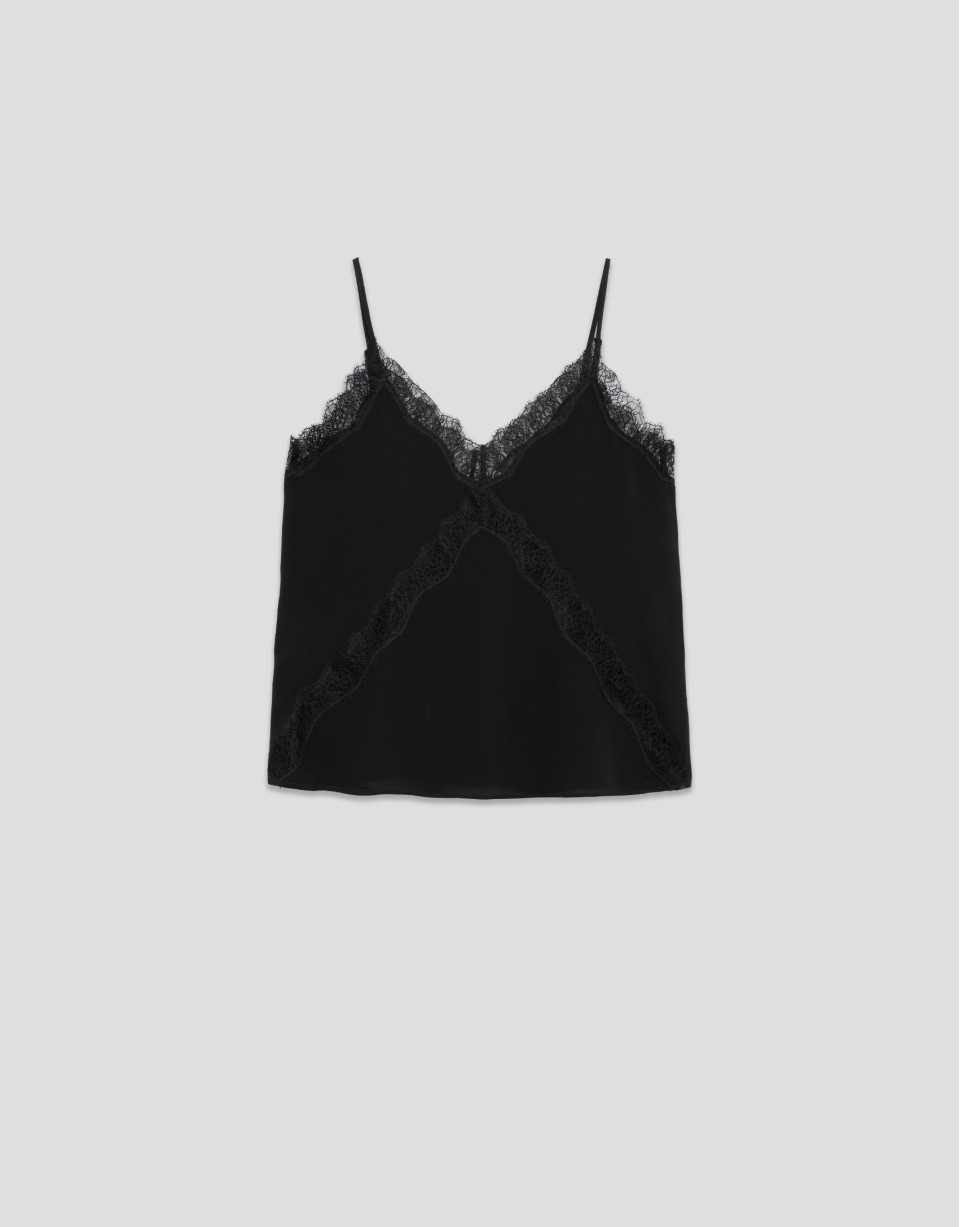 Black lace slip top - Woman - SS2026 | Roberto Verino