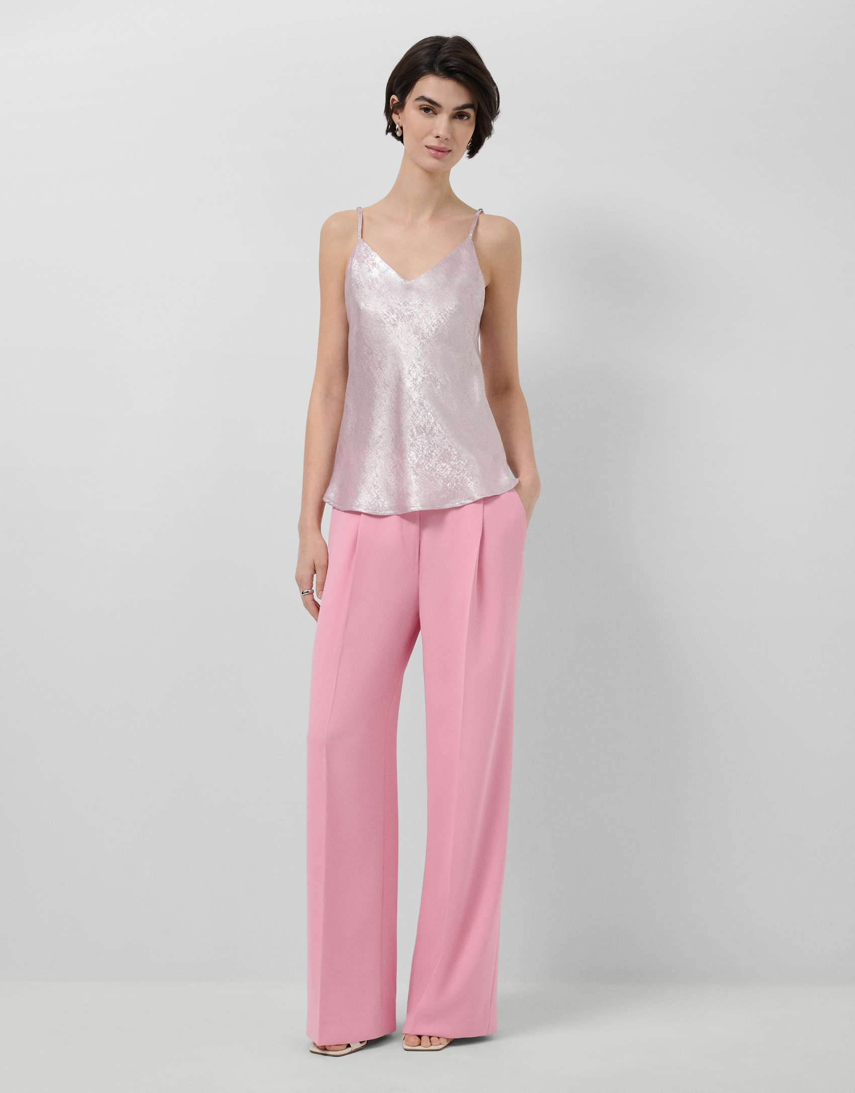 Pink shiny laminated fabric top - Woman | Roberto Verino