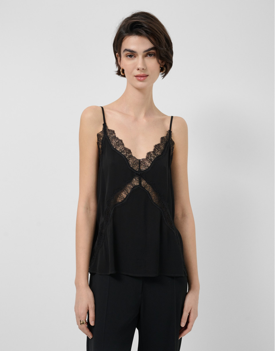 Black lace slip top - Woman - SS2026 | Roberto Verino