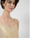 Gold shiny laminated fabric armhole top - Woman | Roberto Verino