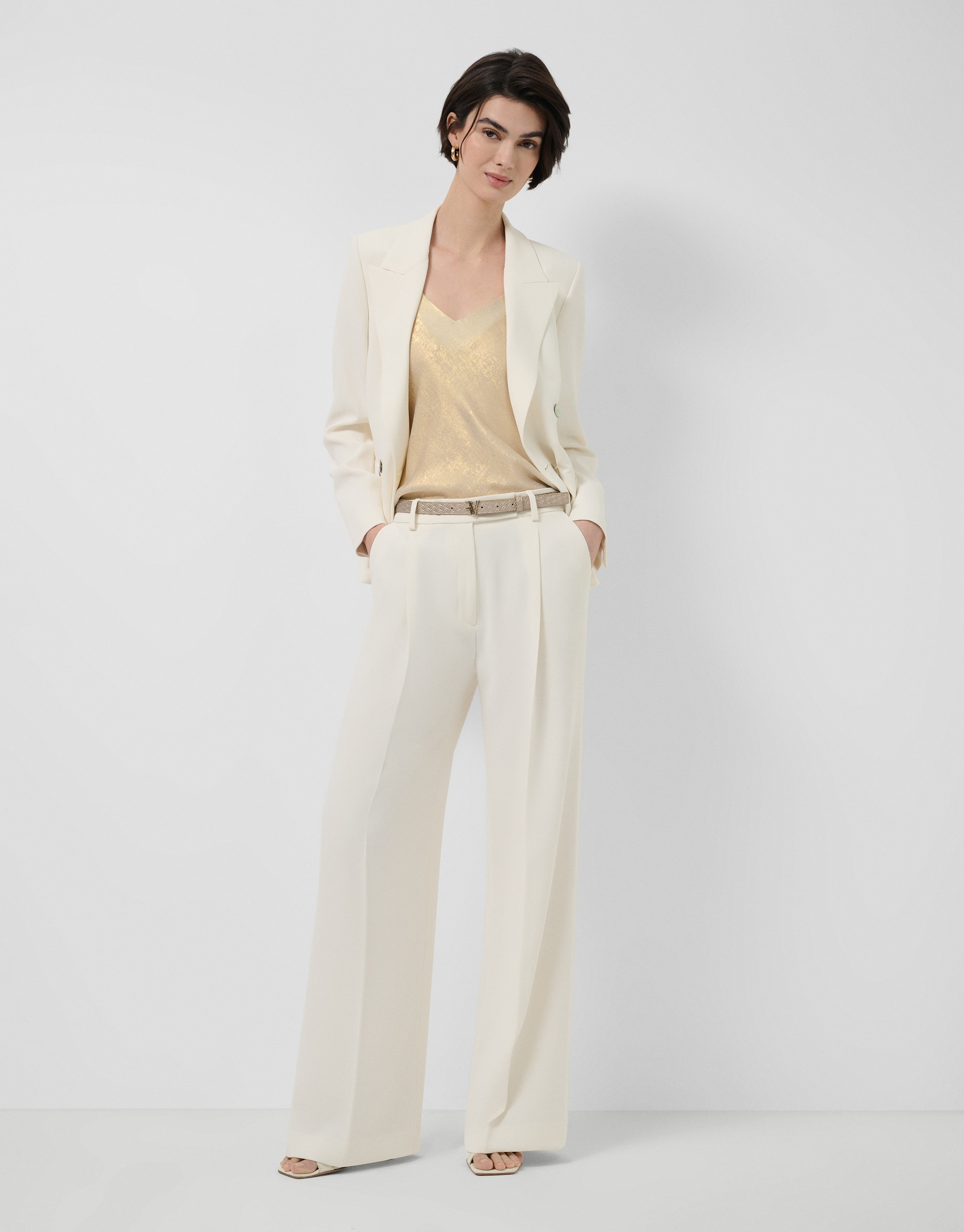 Top sisas tejido laminado brillo dorado - Mujer | Roberto Verino