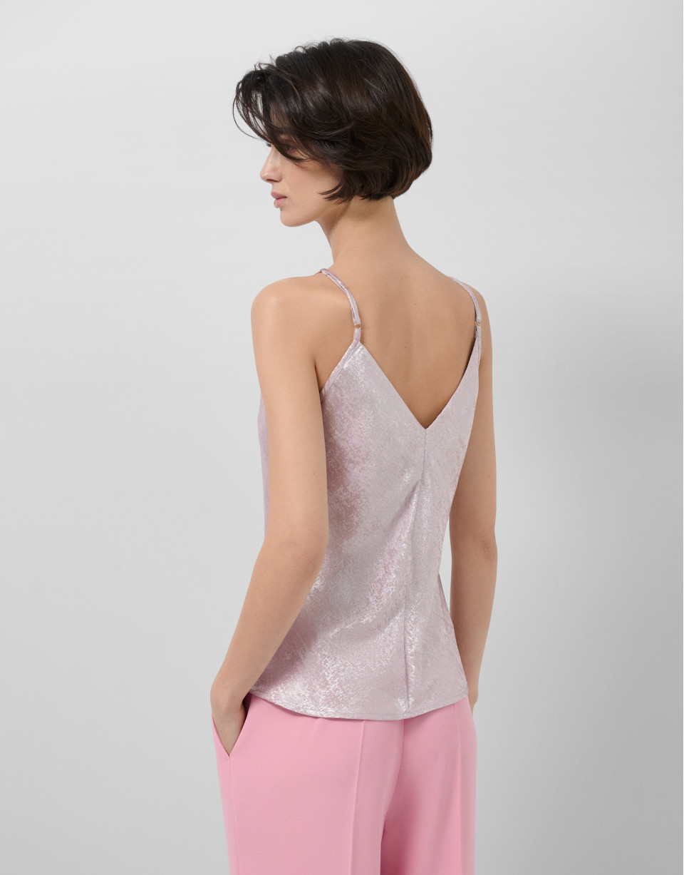 Pink shiny laminated fabric top - Woman | Roberto Verino