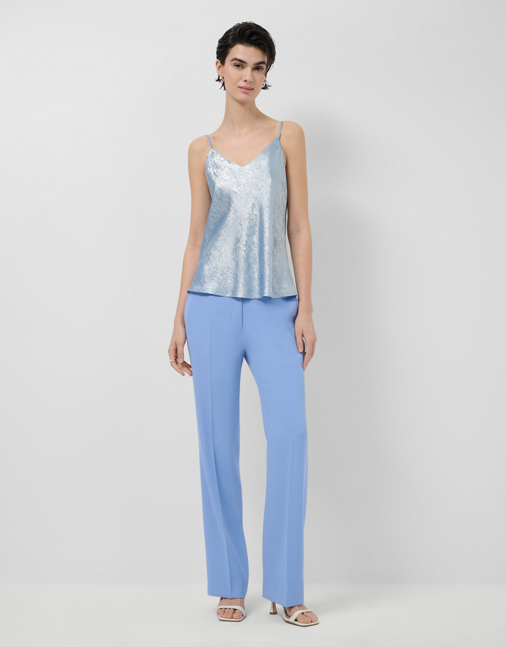 Light blue shiny laminated fabric top - Woman | Roberto Verino