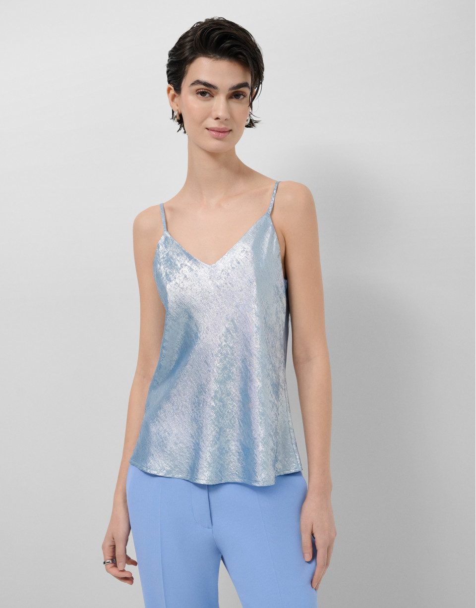 Light blue shiny laminated fabric top - Woman | Roberto Verino