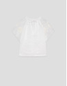 White ramie blouse with floral embroidery | Roberto Verino