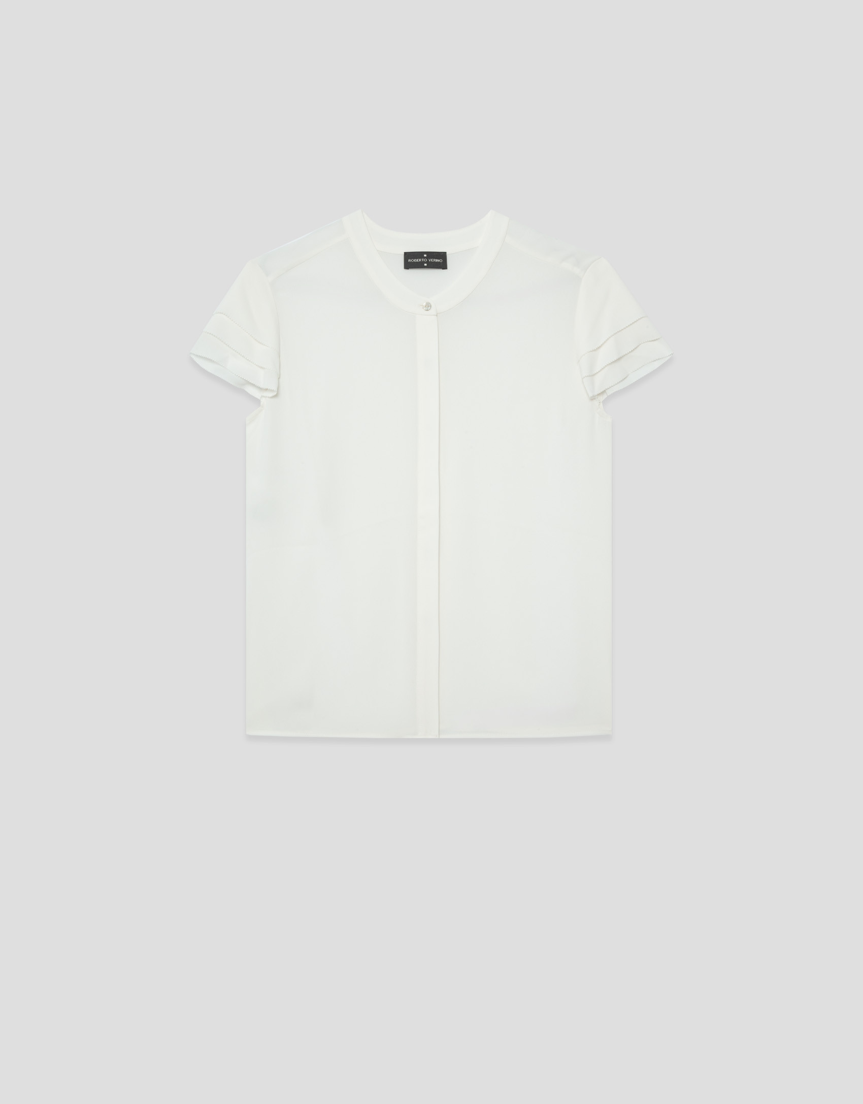 Ecru short-sleeved blouse with ruffles - Woman | Roberto Verino