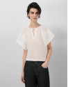 White ramie blouse with floral embroidery | Roberto Verino