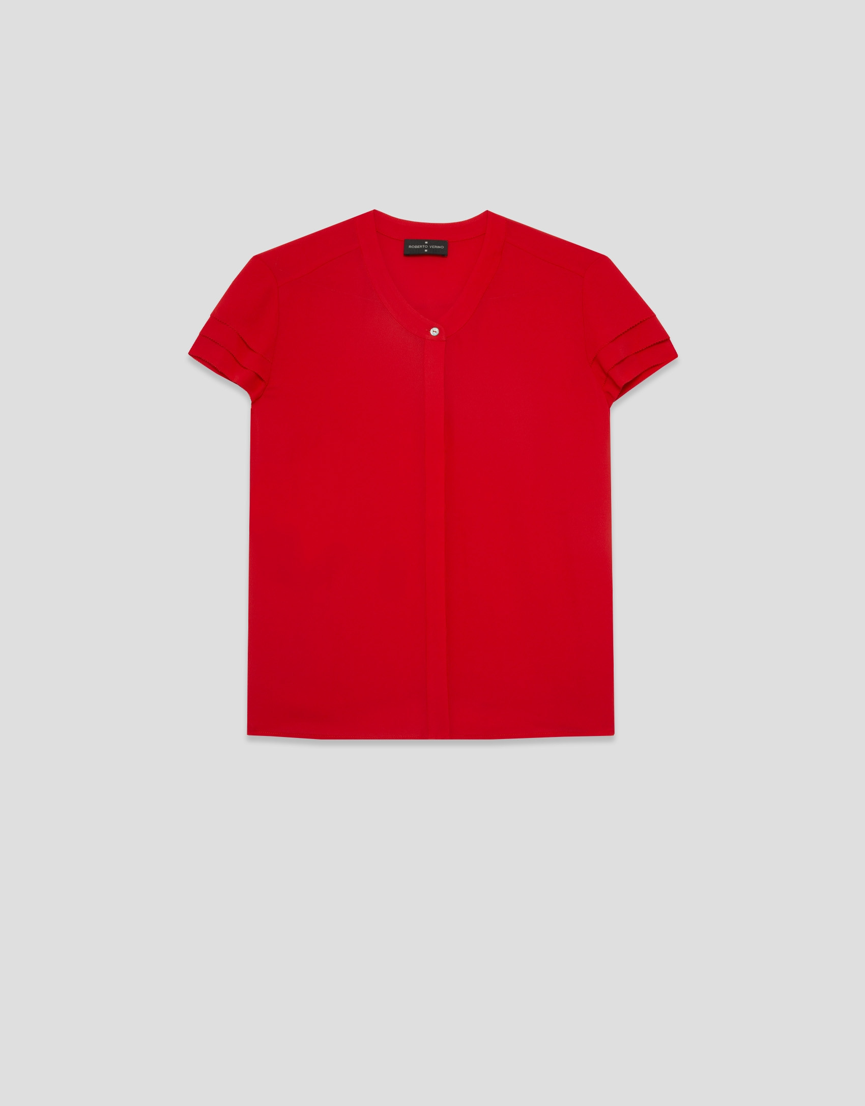 Red short-sleeved blouse with ruffles - Woman | Roberto Verino