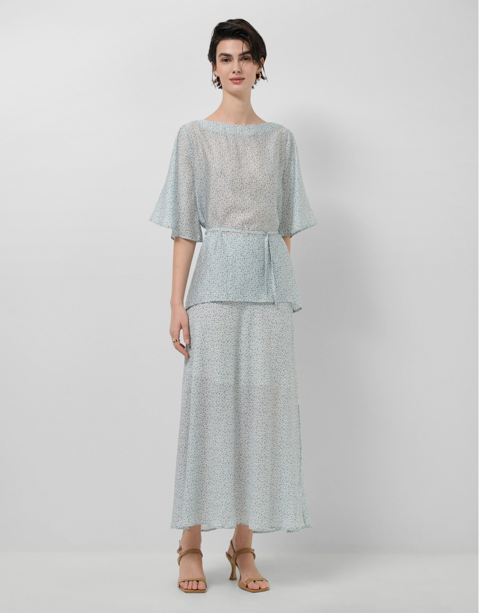 Blue printed crepe blouse - Woman - SS2026 | Roberto Verino