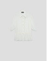 Ecru ruffle sleeve blouse with gathered waist | Roberto Verino