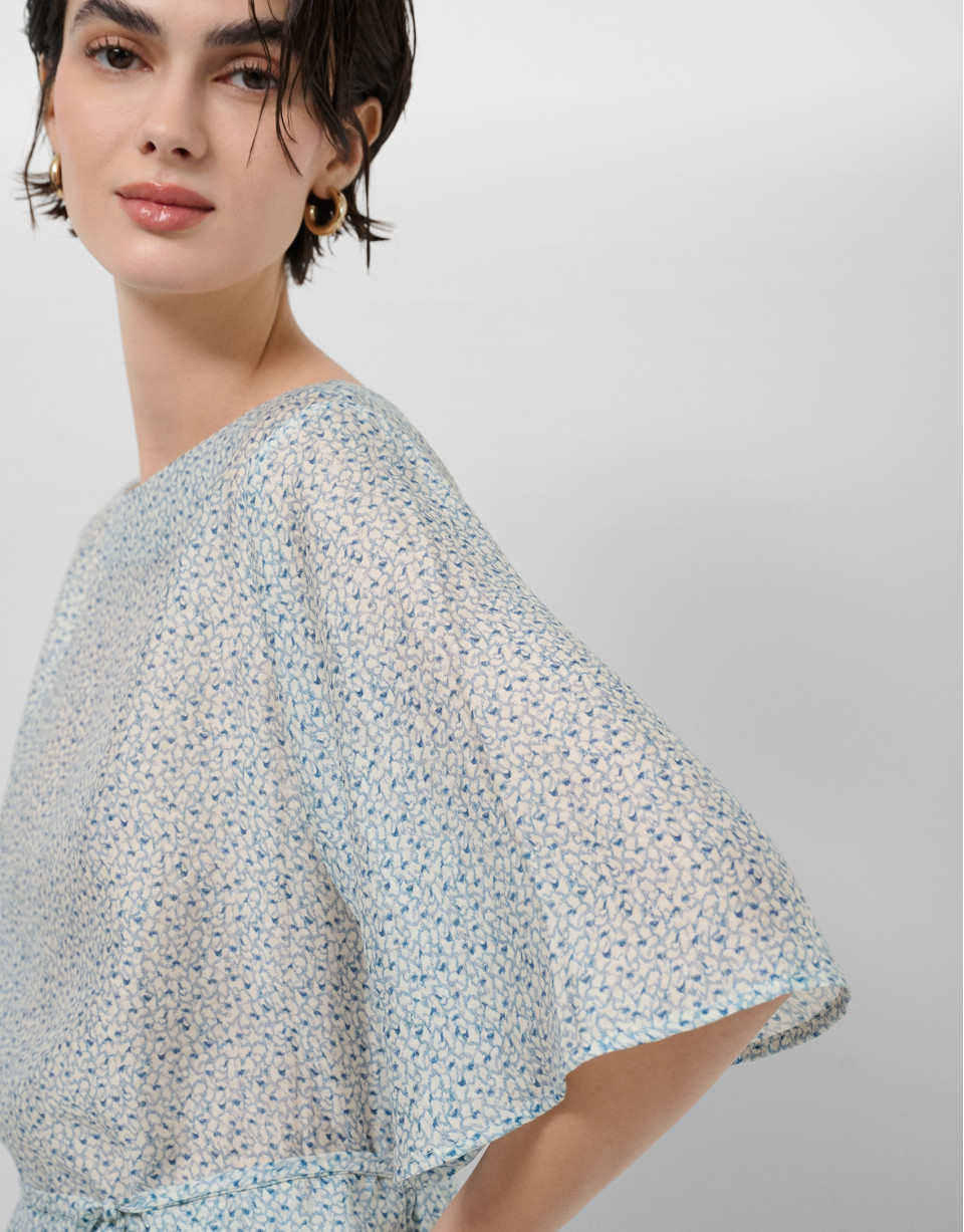 Blue printed crepe blouse - Woman - SS2026 | Roberto Verino