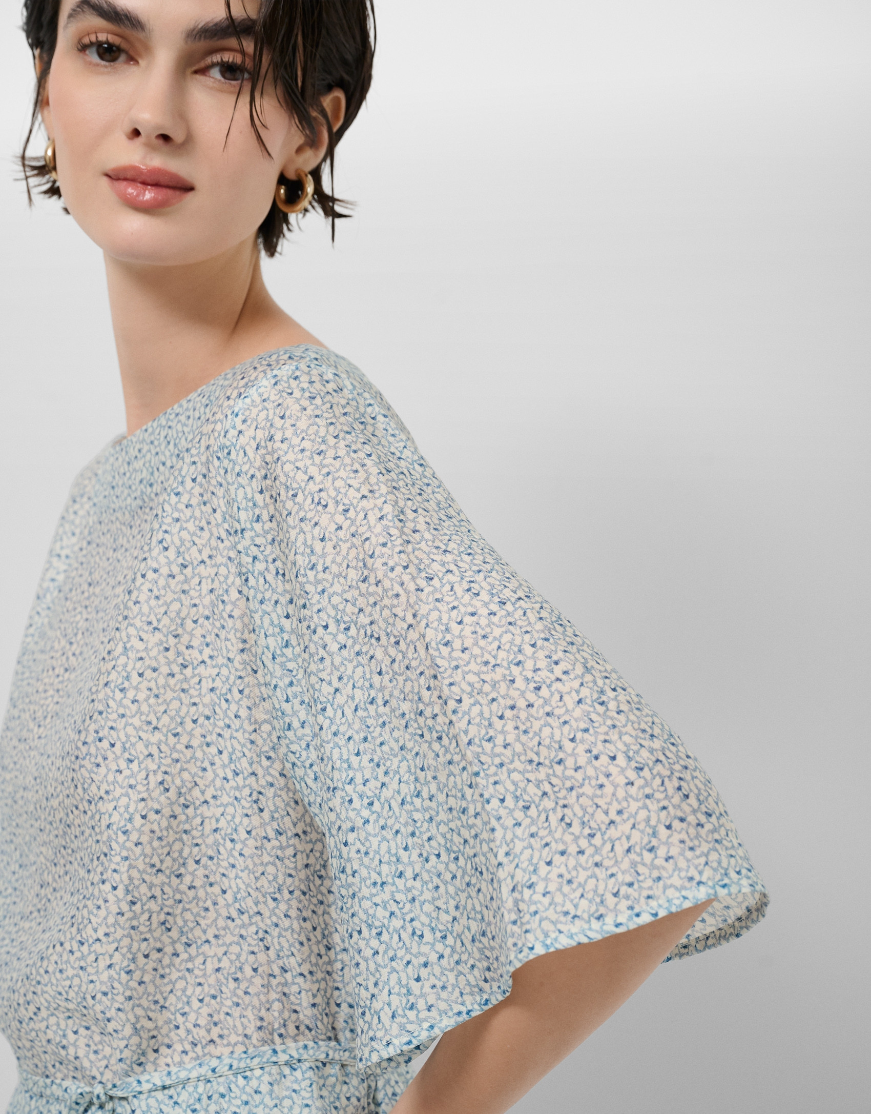 Blue printed crepe blouse - Woman - SS2026 | Roberto Verino