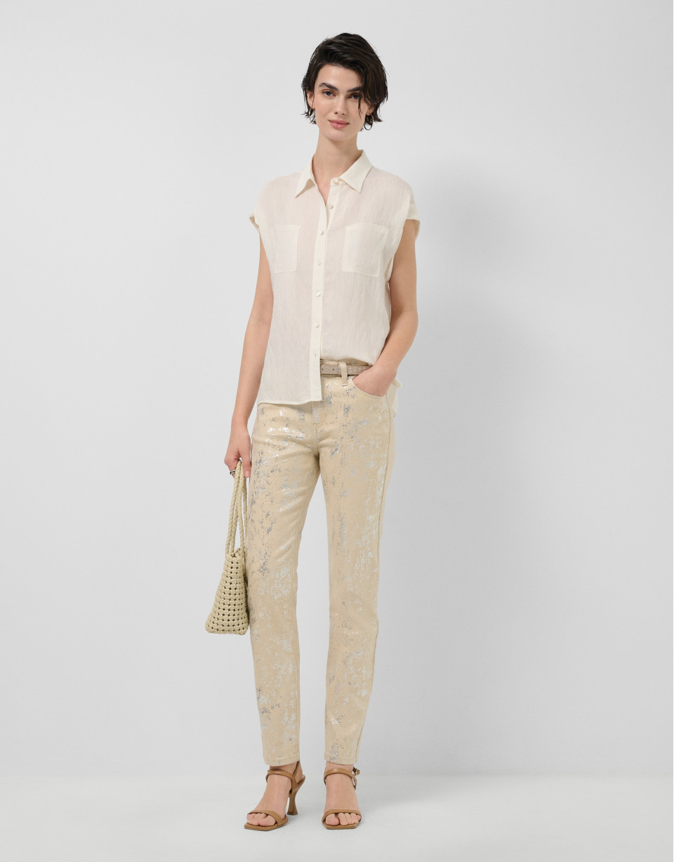 Ecru sleeveless blouse with pockets - Woman | Roberto Verino