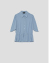 Light blue ruffled sleeve blouse with ... | Roberto Verino