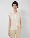 Ecru sleeveless blouse with pockets - Woman | Roberto Verino