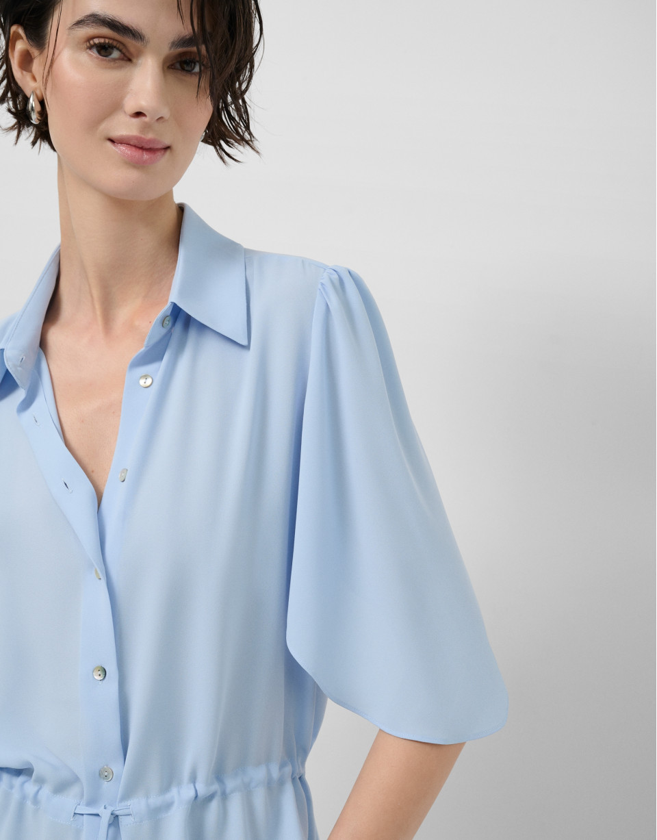Light blue ruffled sleeve blouse with ... | Roberto Verino