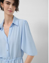 Light blue ruffled sleeve blouse with ... | Roberto Verino