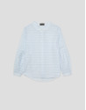 Blusa manga abullonada rayas beige y azul | Roberto Verino