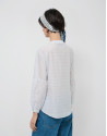 Blusa manga abullonada rayas beige y azul | Roberto Verino