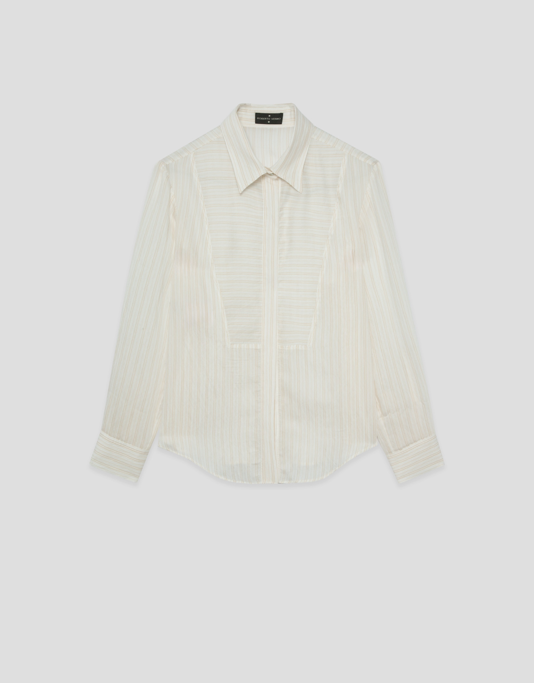 Long-sleeved blouse with rolled-up sleeves in... | Roberto Verino