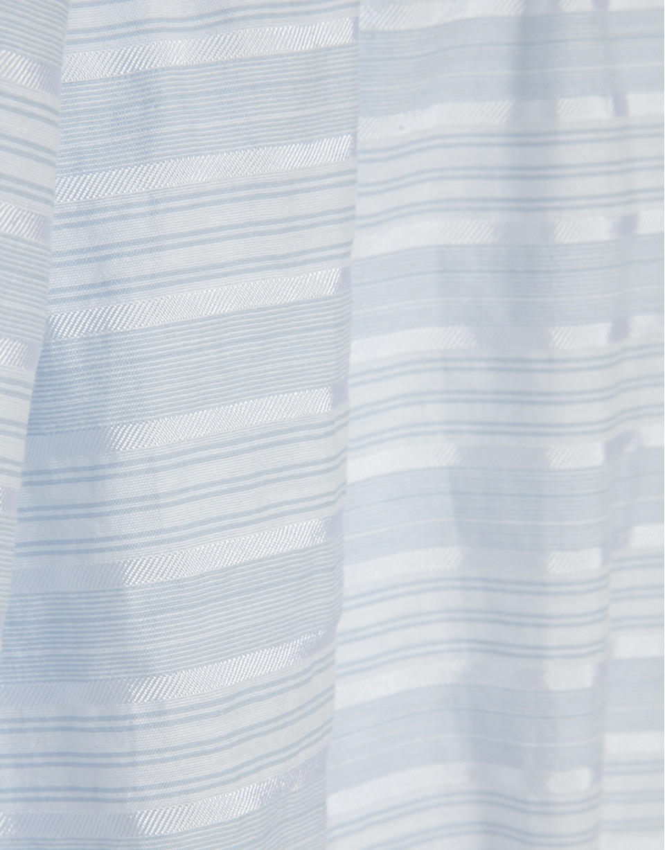 Beige and blue striped puff sleeve blouse | Roberto Verino