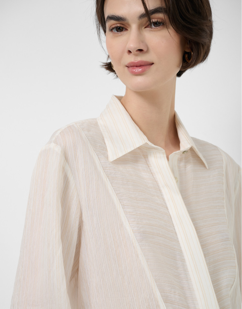 Long-sleeved blouse with rolled-up sleeves in... | Roberto Verino