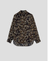 Oversized blouse in brown leaf print crepe | Roberto Verino