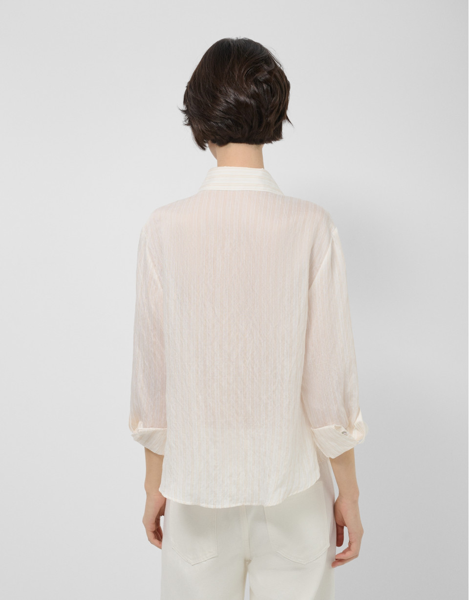 Long-sleeved blouse with rolled-up sleeves in... | Roberto Verino