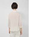 Blusa manga larga remangada rayas beige y crudo | Roberto Verino