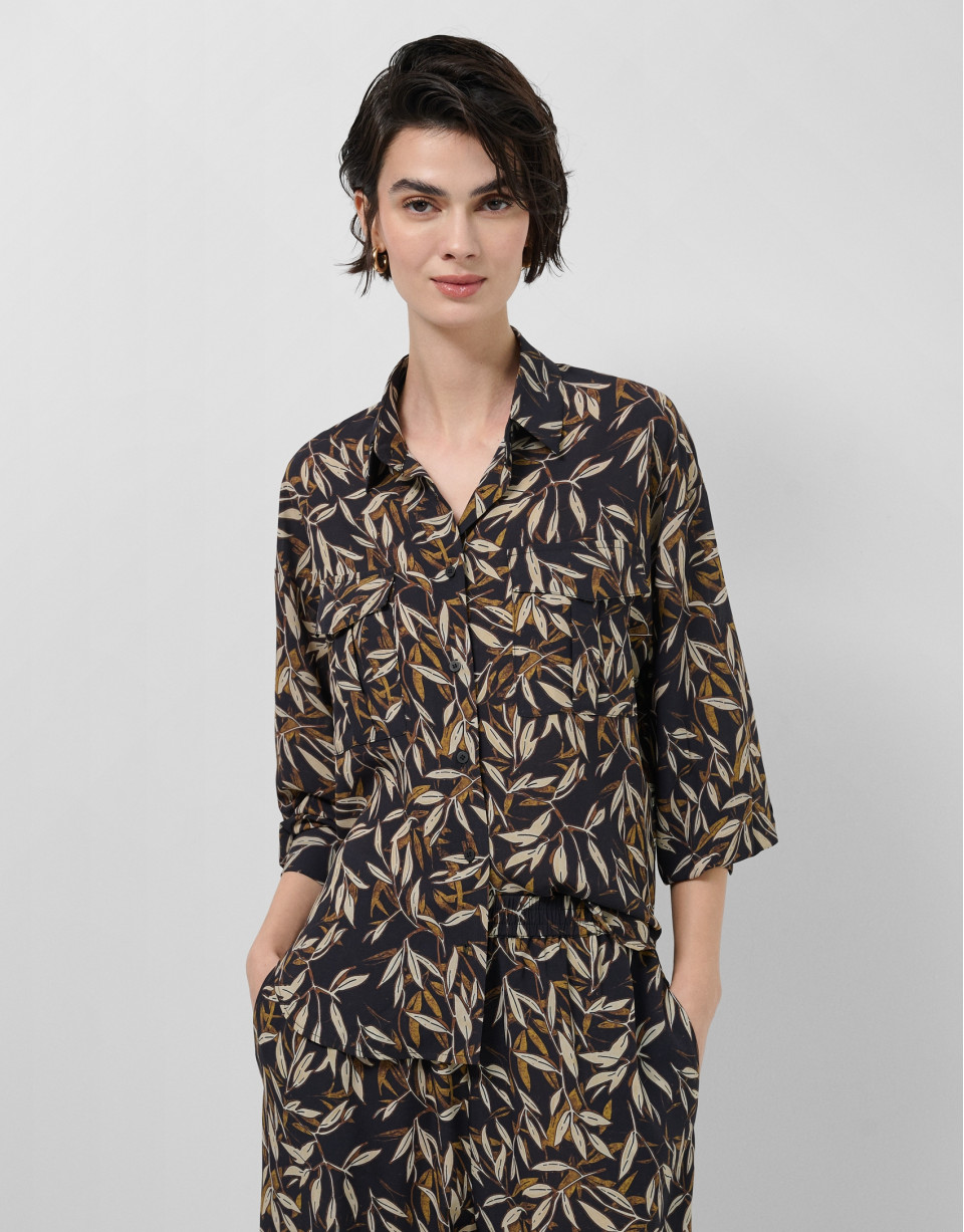 Blusa oversize crepé estampado hojas tonos ... | Roberto Verino