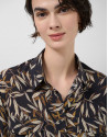 Oversized blouse in brown leaf print crepe | Roberto Verino