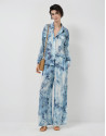 Oversized blue floral print crepe blouse | Roberto Verino