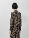 Oversized blouse in brown leaf print crepe | Roberto Verino