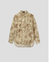 Oversized beige crepe print blouse - Woman | Roberto Verino