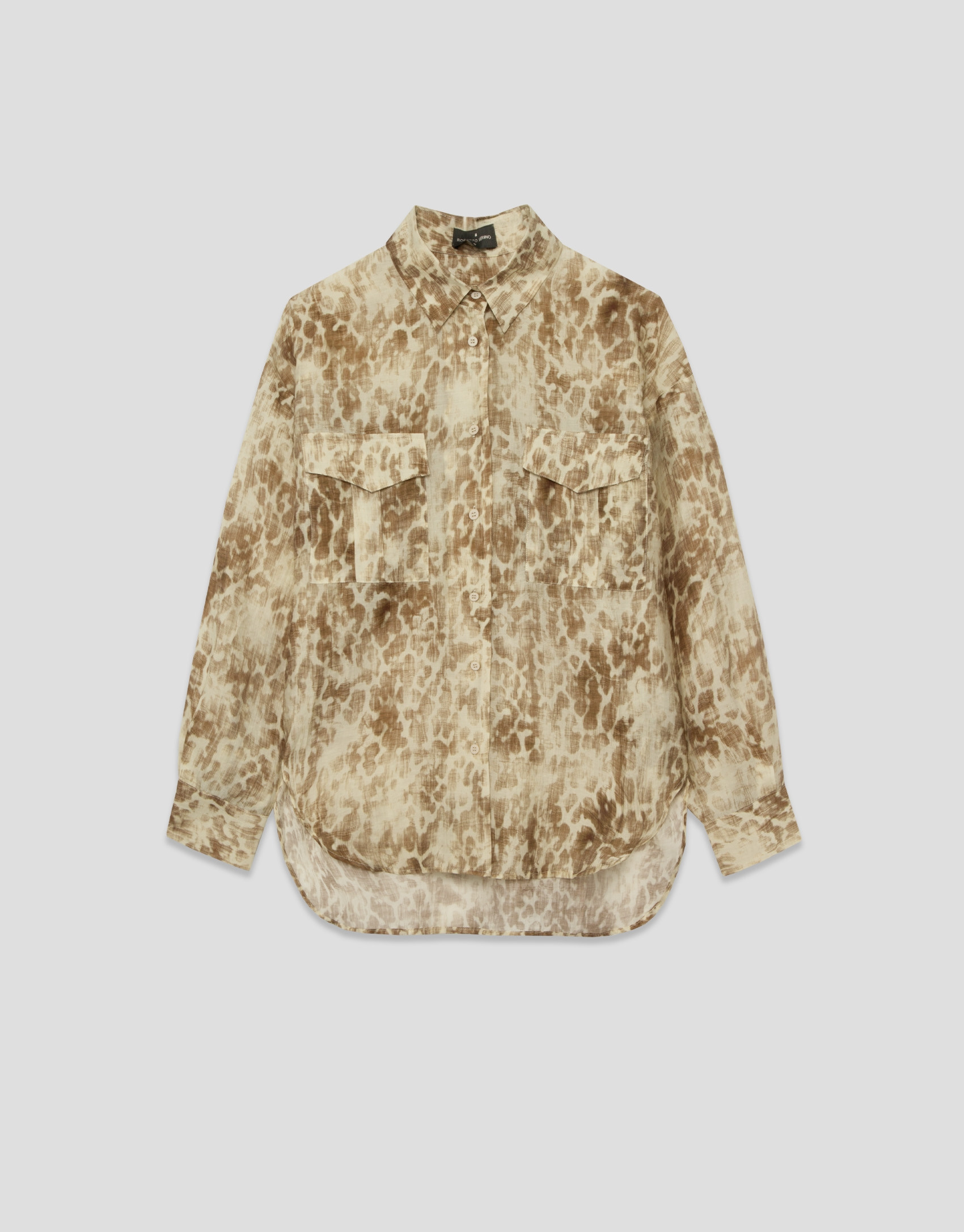 Oversized beige crepe print blouse - Woman | Roberto Verino