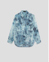 Oversized blue floral print crepe blouse | Roberto Verino