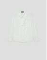 Ecru chiffon blouse with ruffles on the front | Roberto Verino