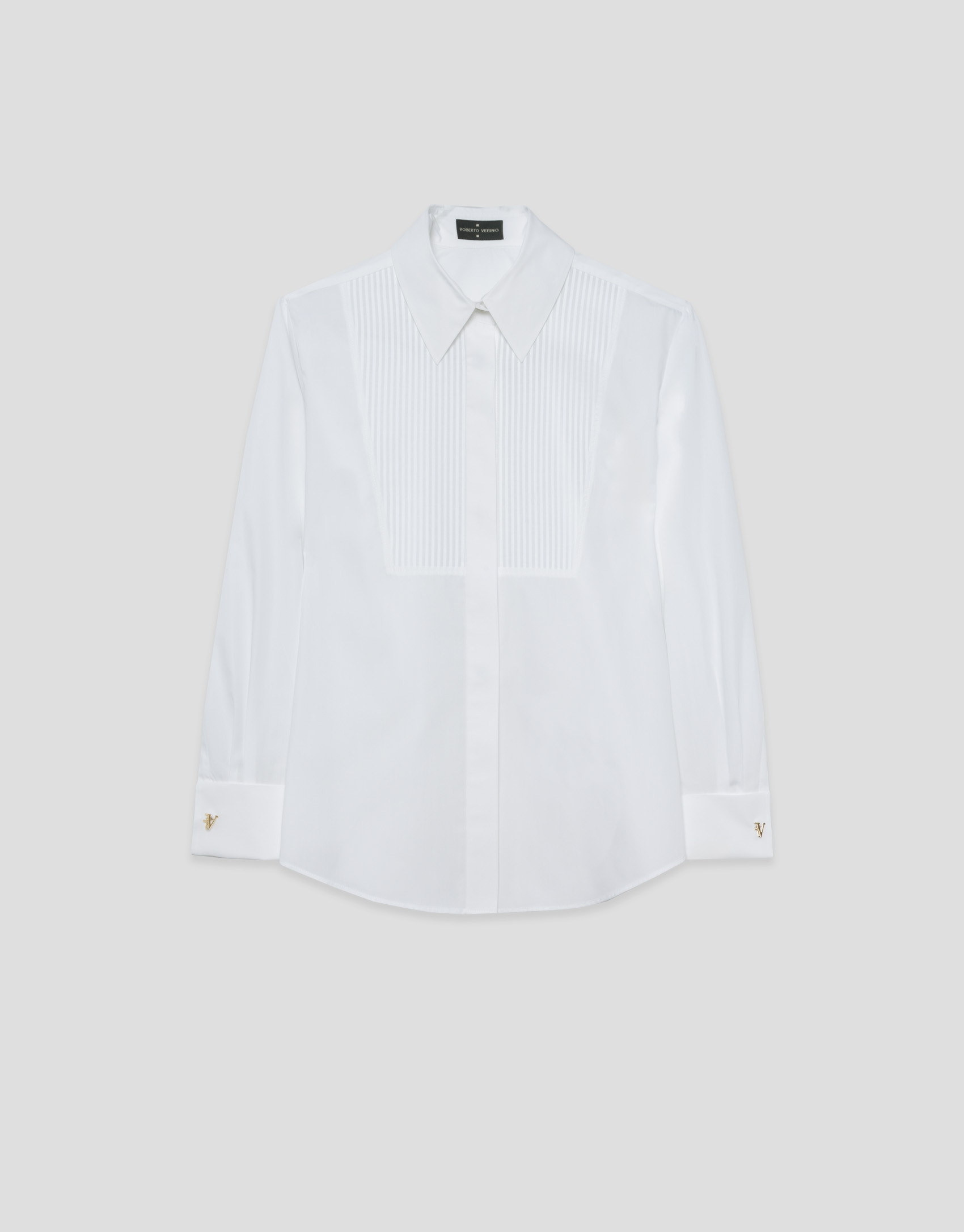White cotton dress shirt with smocking - Woman | Roberto Verino