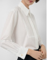 White cotton dress shirt with smocking - Woman | Roberto Verino