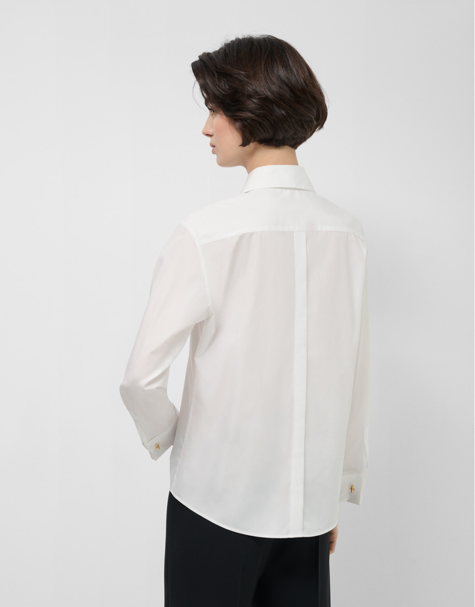 Camisa de vestir algodón blanco con jaretas | Roberto Verino