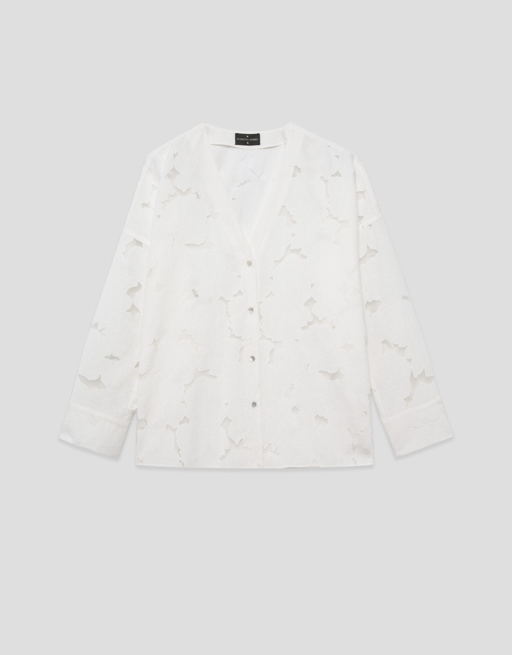 Blusa oversize devoré blanco con estampado ... | Roberto Verino