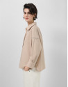 Camisa oversize cámel con tira de encaje | Roberto Verino