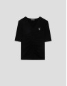 Black short-sleeved T-shirt with draping | Roberto Verino