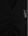 Black short-sleeved T-shirt with draping | Roberto Verino