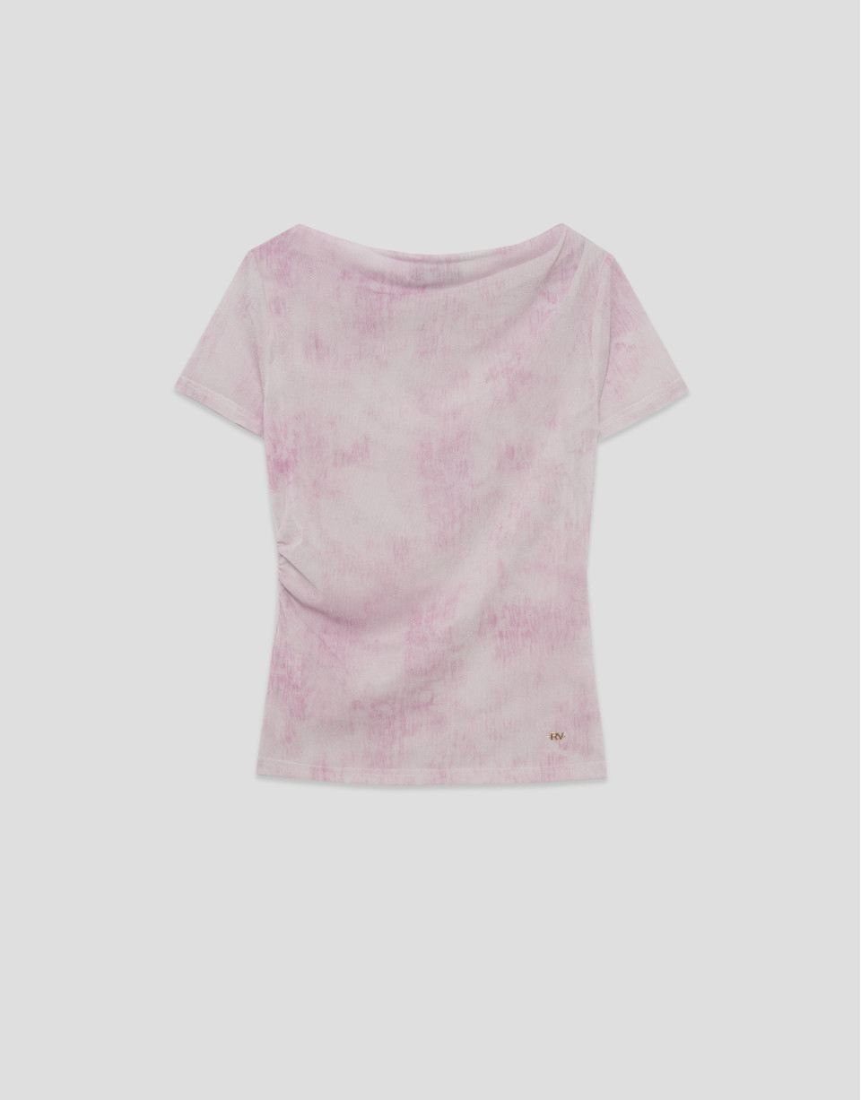 Camiseta manga corta tul rosa - Mujer - PV2026 | Roberto Verino