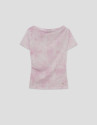 Pink tulle short-sleeved T-shirt - Woman | Roberto Verino